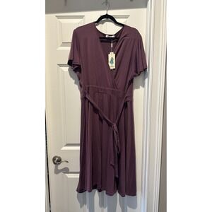 Nemidor Womens Plus Sz 22 Purple Wrap Dress NWT
